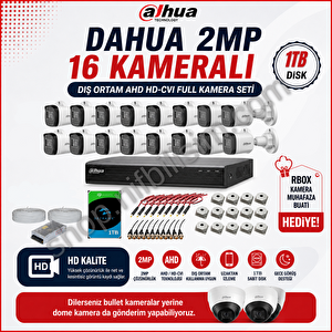 2mp 16 Kameralı Dış Ortam Ahd Hd-cvi Full Kamera Seti 1tb Disk