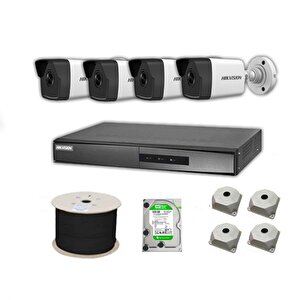 Hikvision 2mp Mikrofonlu 4 Kameralı 2 Tb Disk Tak Çalıştır Hazır Ip Kamera Seti