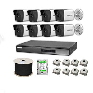 Hikvision 4mp Mikrofonlu 8 Kameralı 6tb Disk Tak Çalıştır Hazır Ip Kamera Seti