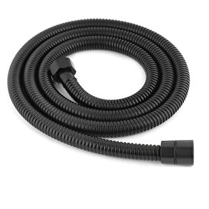 Banora Spiral Duş Başlığı Hortumu, Paslanmaz, Esnek, G1/2" İçin Uygun Standart Bağlantı, 150 Cm, Siyah