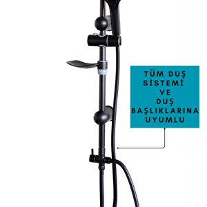 Decordem Banora Spiral Duş Başlığı Hortumu, Paslanmaz, Esnek, G1/2" İçin Uygun Standart Bağlantı, 150 Cm, Siyah