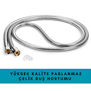 Banora Spiral Duş Başlığı Hortumu, Paslanmaz, Esnek, G1/2" İçin Uygun Standart Bağlantı, 150 Cm, Krom