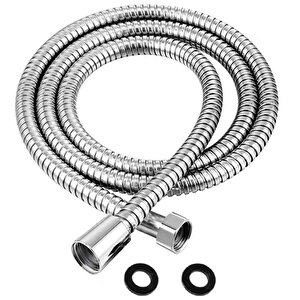 Decordem Banora Spiral Duş Başlığı Hortumu, Paslanmaz, Esnek, G1/2" İçin Uygun Standart Bağlantı, 150 Cm, Krom