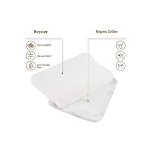 Organic Cotton Visco Boyun Destek Yastığı Ortopedik Visco Yastık 40x60 Cm 11 Cm Yükseklik