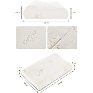 Organic Cotton Visco Boyun Destek Yastığı Ortopedik Visco Yastık 40x60 Cm 11 Cm Yükseklik