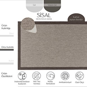 Montana M208 Hav Toz Vermez Kolay Temizlenen Hasır Dokulu Iri Düğüm Ithal Sisal Halı 120x250 cm