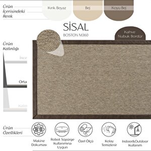 Boston M360 Hav Toz Vermez Hasır Dokulu Balıksırtı Desenli İthal Sisal Halı 120x180 cm