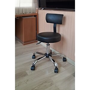 Ofis Laboratuvar Öğrenci Büro Tabure Metal Ayak Tekerlekli Sandalye Sırt Dayama Çalışma Koltuğu