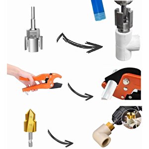 PVC PPRC Boru Kesme Makası İç ve Dış Diş Açma Aparatı 1/2" (20mm) Yiv Paso Açma Anahtarı Rayba Pafta
