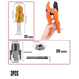 PVC PPRC Boru Kesme Makası İç ve Dış Diş Açma Aparatı 1/2" (20mm) Yiv Paso Açma Anahtarı Rayba Pafta