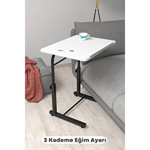Eğim Yükseklik Ayarlı Laptop Sehpası Kahvaltı Ders Çalışma Bilgisayar Ofis Yemek Masası Metal Ayak