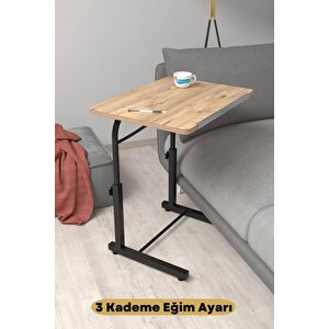 Eğim Yükseklik Ayarlı Laptop Sehpası Kahvaltı Ders Çalışma Bilgisayar Ofis Yemek Masası Metal Ayak