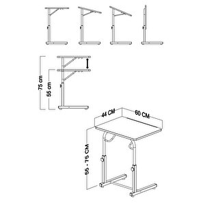 Eğim Yükseklik Ayarlı Laptop Sehpası Kahvaltı Ders Çalışma Bilgisayar Ofis Yemek Masası Metal Ayak