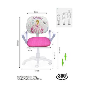 Çocuk Odası Ders Çalışma Ofis Koltuğu Öğrenci Sandalyesi Araba Prenses Tekerli Yükseklik Ayarı