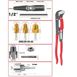 PVC PPRC Boru İç ve Dış Diş Açma Boru Anahtarı Yiv Ters Paso Açma Anahtarı Rayba Pafta Çeneli Ford Pense Fort Pense Papağan Pense ingiliz boru anahtarı Yaylı