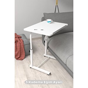 Eğim Yükseklik Ayarlı Laptop Sehpası Kahvaltı Ders Çalışma Bilgisayar Ofis Yemek Masası Metal Ayak