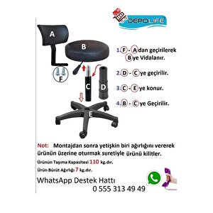 Ofis Laboratuvar Öğrenci Büro Taburesi Tekerlekli Sandalye Sırt Dayamalı Kasiyer Çalışma Koltuğu