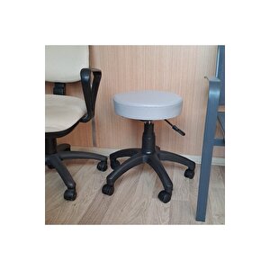 Döner Ofis Kasiyer Taburesi Tekerlekli Deri Döşeme Oturak Eczane Laboratuvar Büro Çalışma Koltuğu