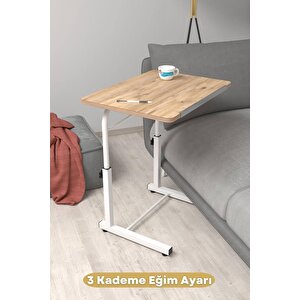 Eğim Yükseklik Ayarlı Laptop Sehpası Kahvaltı Ders Çalışma Bilgisayar Ofis Yemek Masası Metal Ayak