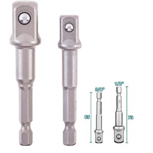 Bits Lokma Adaptörü Matkap Soket Adaptörü Hex Shank Soket El Lokma Seti (3/8 1/2) 2li Set