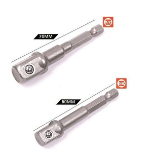 Bits Lokma Adaptörü Matkap Soket Adaptörü Hex Shank Soket El Lokma Seti (3/8 1/2) 2li Set
