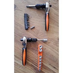Fonksiyonel Cırcır Kolu Lokma seti 10lu bits uç 9lu Lokma Anahtar Takımı 22 Parçalı Cırcırlı Lokma