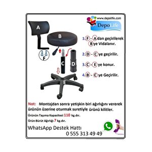 Döner Ofis Kasiyer Taburesi Tekerlekli Deri Oturak Eczane Laboratuvar Büro Çalışma Koltuğu Sırtlı