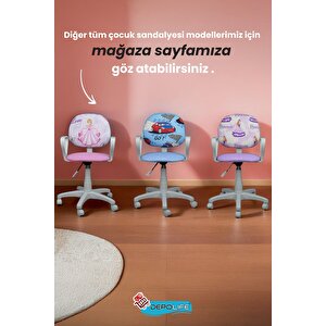 Çocuk Odası Sandalyesi Ders Çalışma Ofis Koltuğu Öğrenci Sandalye Beyaz Tekerli Yükseklik Ayarlı