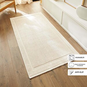Yıkanabilir Pamuklu Ekru Renk Kilim 80 X 150 Cm