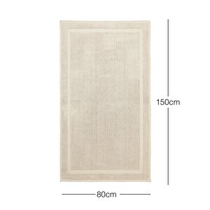 Yıkanabilir Pamuklu Ekru Renk Kilim 80 X 150 Cm
