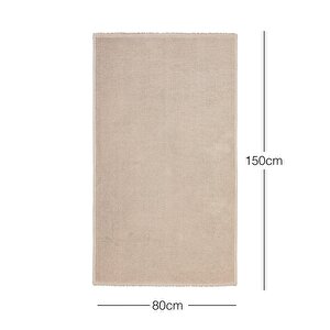 Yıkanabilir Pamuklu Bej Renk Buklet Kilim 80 X 150 Cm