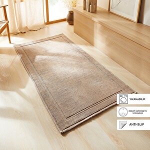 Yıkanabilir Pamuklu Bej Renk Kilim 80 X 150 Cm