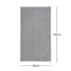 Yıkanabilir Pamuklu Gri Renk Dama Desen Kilim 80 X 150 Cm