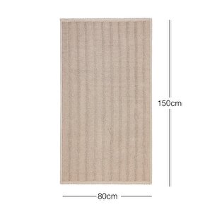 Yıkanabilir Pamuklu Bej Renk Çizgi Desen Kilim 80 X 150 Cm