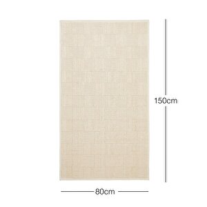 Yıkanabilir Pamuklu Ekru Renk Dama Desen Kilim 80 X 150 Cm