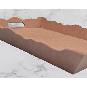 Hobi 90026 Dekoratif Model Tepsi Dikdörtgen Dalga Kenar Ahşap Ham Mdf El Yapımı