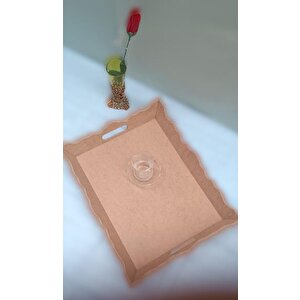 Hobi 90026 Dekoratif Model Tepsi Dikdörtgen Dalga Kenar Ahşap Ham Mdf El Yapımı