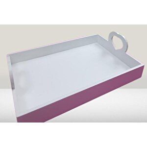 Hobi Erc Kalp Kulplu Tepsi 90404 Model Ahşap Mdf Parlak Beyaz Lake Boya El Yapımı
