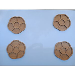 Sunum Tabak 12234 Papatya Model Ahşap Mdf Lam 5 Göz 4 Adet El Yapım