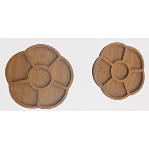 Sunum Tabak 12234 Papatya Model Ahşap Mdf Lam 5 Göz 4 Adet El Yapım