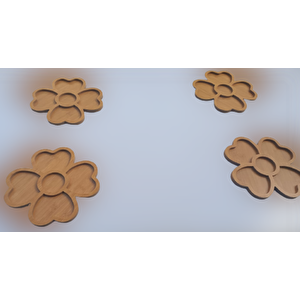 Sunum Tabak 12233 Kalpli Model Ahşap Mdf Lam 4 Göz 4 Adet El Yapım