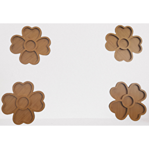 Sunum Tabak 12233 Kalpli Model Ahşap Mdf Lam 4 Göz 4 Adet El Yapım