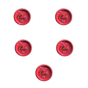 Roll-up Kullan At Renkli Kırmızı Parti Davet Plastik Tabak - 22 Cm. - 25 Adetlik 5 Paket