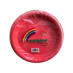 Roll-up Kullan At Renkli Kırmızı Parti Davet Plastik Tabak - 22 Cm. - 25 Adetlik 5 Paket