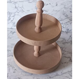 Hobi Adn 90195 Sunumluk İkili Set Ham Yuvarlak Kayın Mdf  Kutuda  Sevk El Yapım