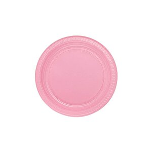 Roll-up Kullan At Renkli Pembe Parti Davet Plastik Tabak - 22 Cm. - 25 Adetlik 10 Paket