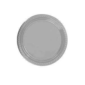 Roll-up Kullan At Renkli Gri Parti Davet Plastik Tabak - 22 Cm. - 25 Adetlik 3 Paket