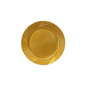 Kullan At Parti Davet Sunum Servis Plastik Sert Mika Tabak - 26 Cm. - Altın - 6 Adetlik Paket