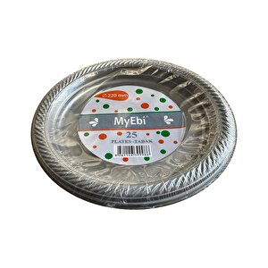 Roll-up Kullan At Renkli Gri Parti Davet Plastik Tabak - 22 Cm. - 25 Adetlik 5 Paket