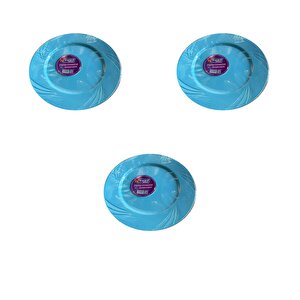Kullan At Parti Davet Sunum Servis Plastik Sert Mika Tabak - 26 Cm. - Turkuaz - 6 Adetlik 3 Paket